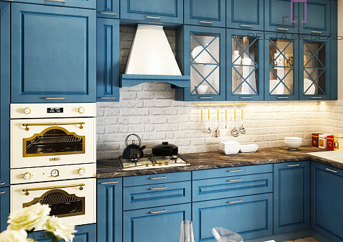 Синяя матовая кухня Медина